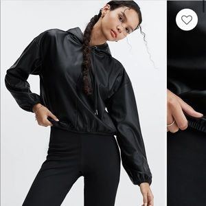 NEW WITH TAGS Fabletics vegan leather hoodie. Size S.